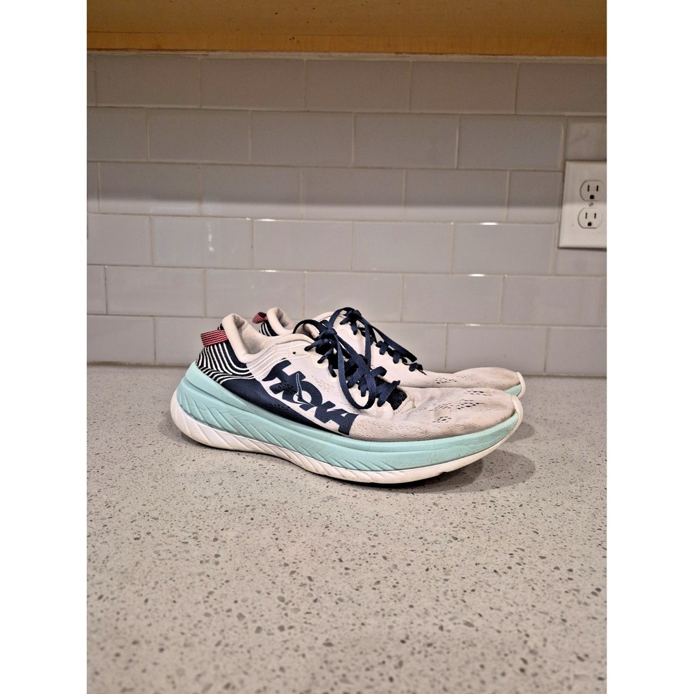 Hoka One One Carbon X Shoes Mens 10.5 Cloud/Ocean Running Sneaker 1102886NCMO